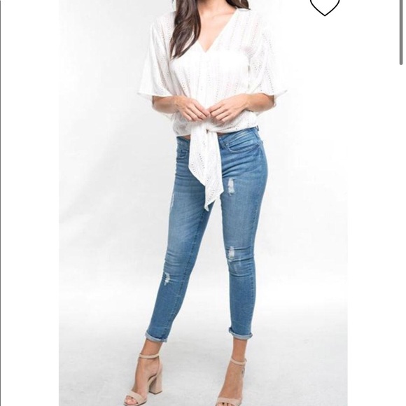 Love Stitch Front Tie Top - Picture 3 of 7